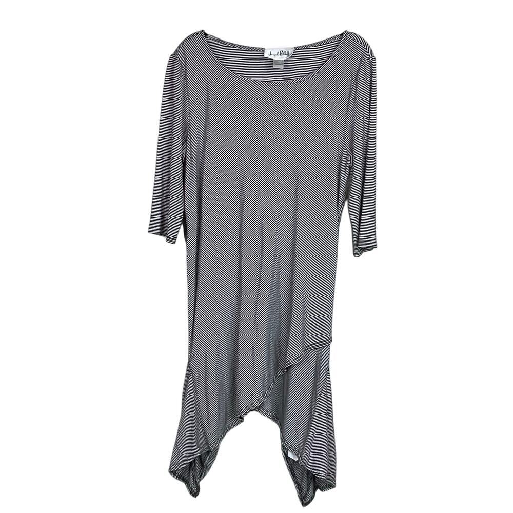 Joseph‎ Ribkoff Shark Bite Hem Tunic Top Size 8 Black & White Striped